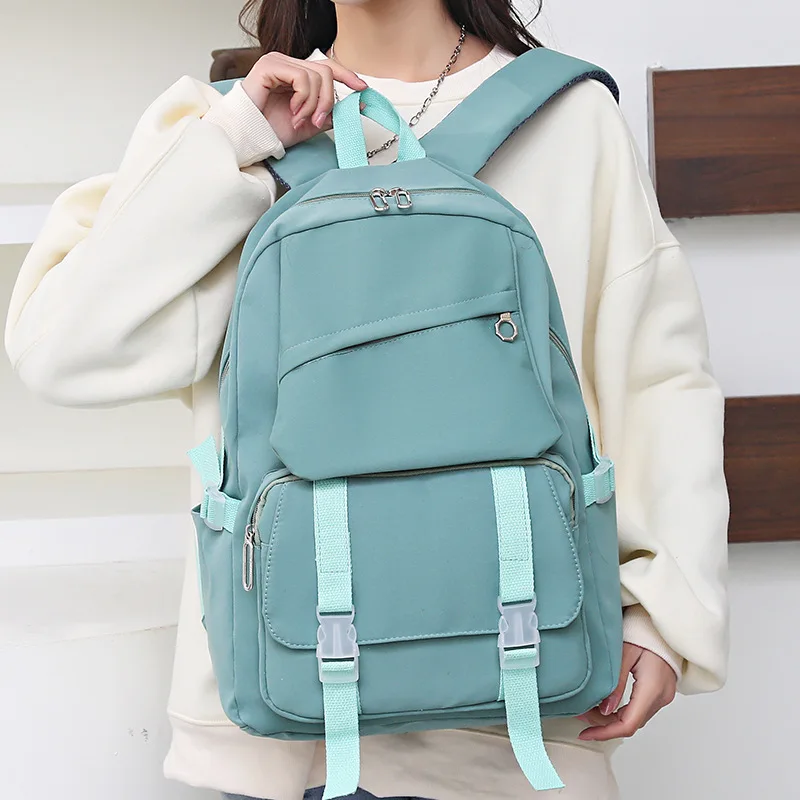 

Однотонный женский рюкзак с несколькими карманами, школьные ранцы для девочек-подростков, рюкзак для ноутбука с защитой от кражи, Повседневная Дорожная сумка унисекс