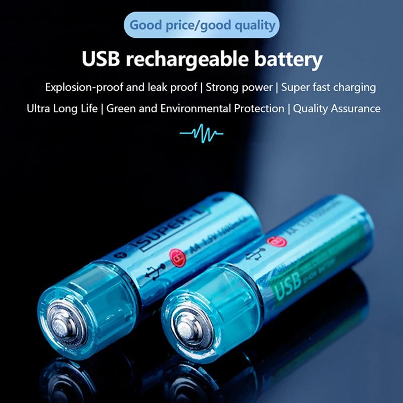 

1PC 1.5V AA 400/1000 mAh USB rechargeable li-ion battery for remote control mouse small fan Electric toy battery