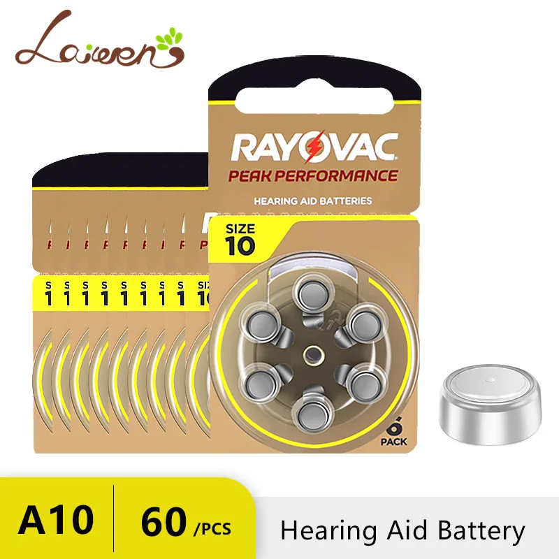 

Hearing Aids Batteries RAYOVAC EXTRA Zinc Air 60 PCS High Performance A10 10A 10 PR70 Hearing Aid Battery A10 For Hearing Aids