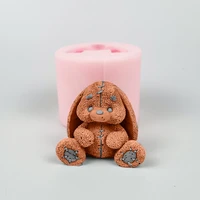przy mold silicone 3d cute cartoon stuffed toy rabbit soap silicone mold fondant mould chocolate plush bunny mousse cake molds