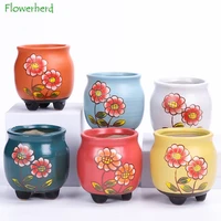 sunflower creative hand painted succulent flower pot special ceramic thumb pot breathable succulents pots plant pots