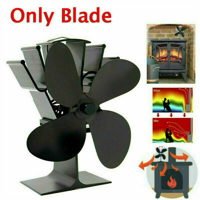 Heat Powered Stove Fan Blades ONLY Airflow 4-Blade Distribution Wood Fans Blade Gas Log Burners Fireplace Parts | Обустройство дома