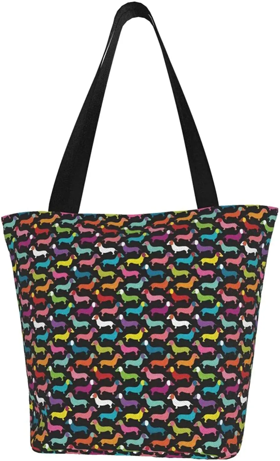 

Retro Dogs Dachshund Canvas Tote Bag for Women Travel Work Shopping Grocery Top Handle Purses Totes Reusable Handbags Bags