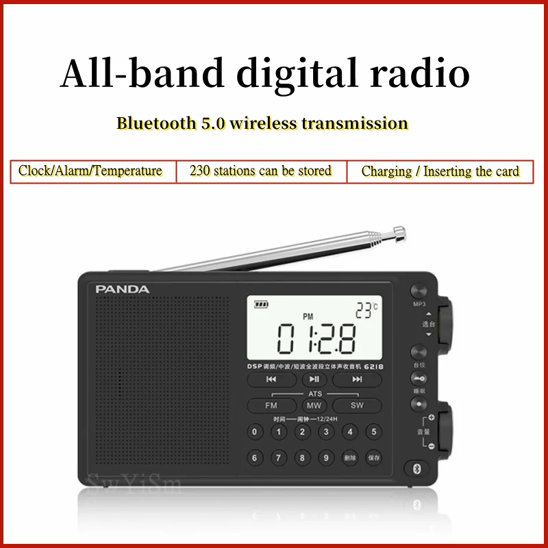 Panda Brand Bluetooth Speaker Full-band Radio Portable Short-wave Semiconductor High-sensitivity Multi-function Card Broadcast