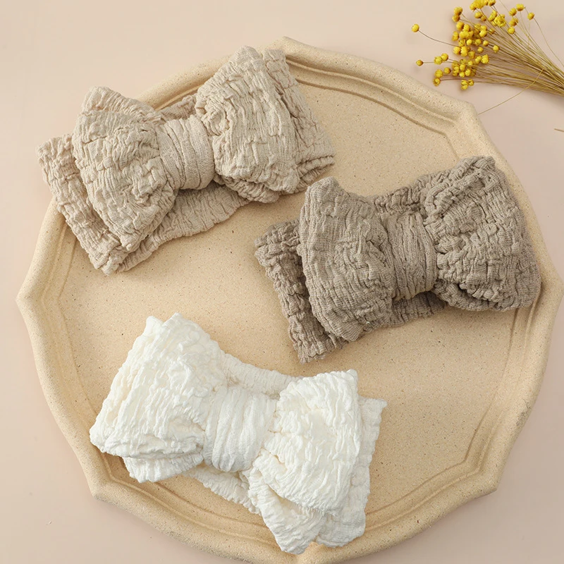 

Pleated Kids Headband Wide-brimmed Double-knotted Hairband Double Layer Soft Hair Bands Elastic Solid Color Breathable Hairband