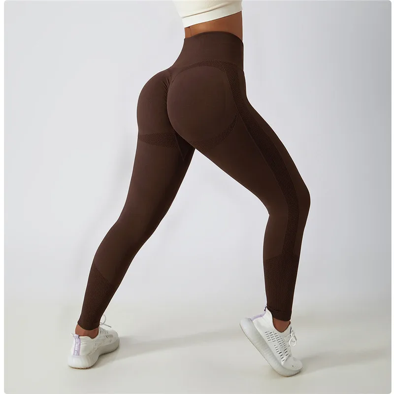 Solid Color Seamless Gym Women Tights Sports Pants Seamless High Waist Fitness Yoga Legging Jogging Comprehensive Training Wear