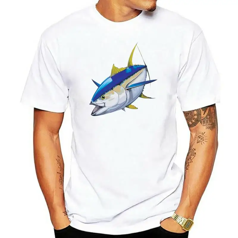 Футболка Yellowfin Tuna хлопок футболки дешевые оптовые мужские Новые Высокое качество