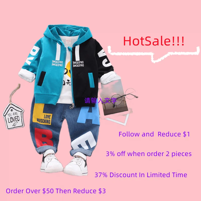 Children Clothes 2021 Autumn Boys Long-Sleeved Clothes 1 2 3 4 Years Old Baby Big Bag T-Shirts and Pants 3 Pcs Sets Girls Sets