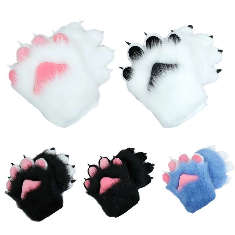 

2 Pcs Cartoon Plush Cat Cosplay Costume Nails Claws Gloves Furry Hand Paw Gloves Anime Cosplay Mittens for Story Telling