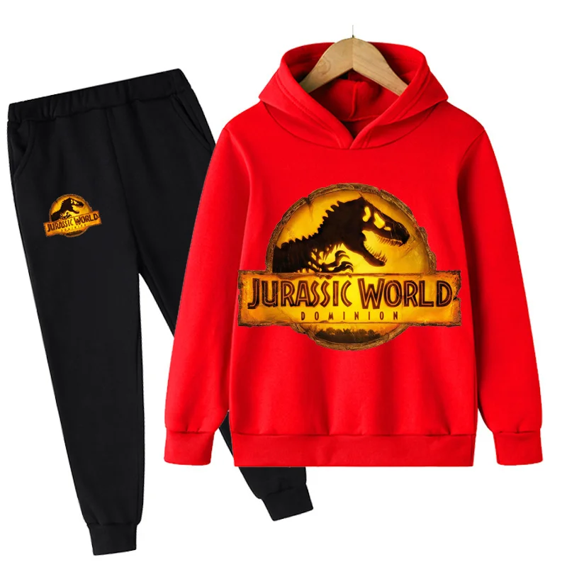 

2022 Spring Autumn New Jurassic World Dominion Hoodie Suit Cotton Kids Hoodie And Pant Two-piece Sets 4-14 Years Costume Outfit
