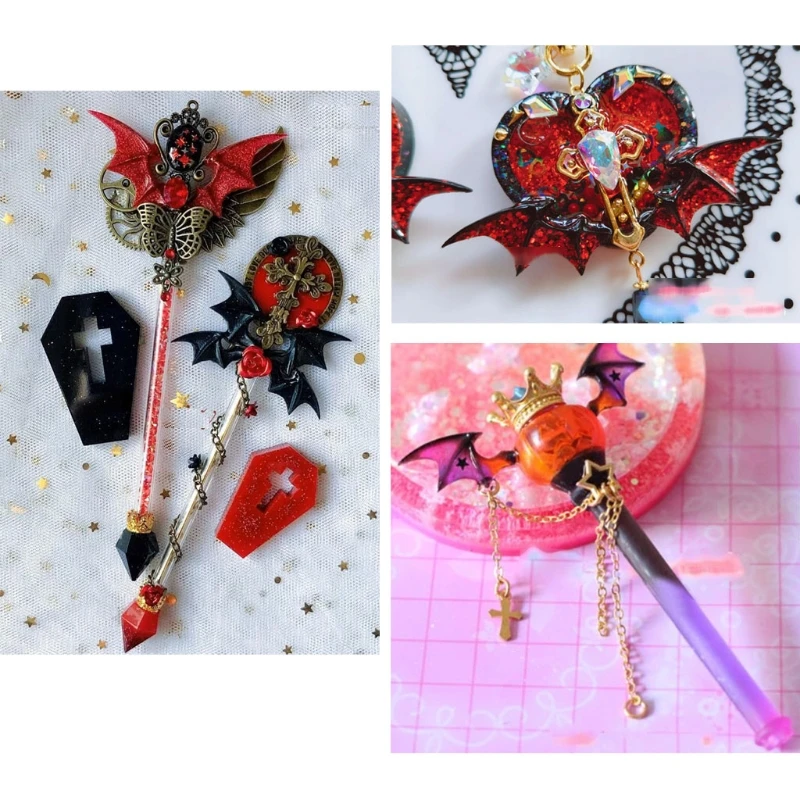 

Handmade Evil Flying Wing Earrings Hairpin Pendant Jewelry Resin Mold Bat Wing Resin Casting Mold Jewelry Making Tools 918F