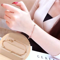 korean round pearl bracelet female bracelets for women little beads double thin chains fashion adjustable bracelet egirl jewelry