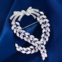 new elegant korean style olive branch brooch elegant copper inlaid zircon brooch creative temperament corsage accessories female