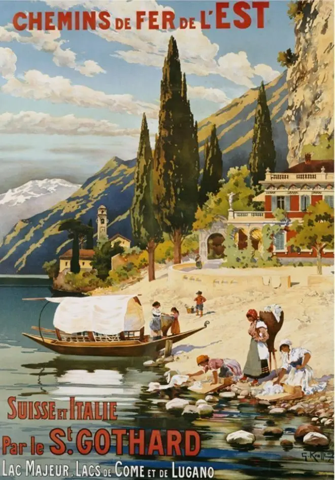 

vintage decor Suisse et Italie Par le St Gothard 1907 anuncio VINTAGE lata de METAL grande cartel POSTER metal decor