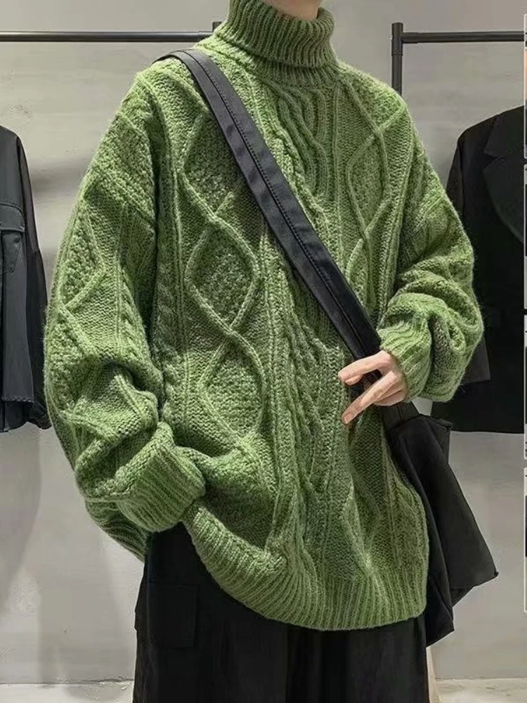 

Winter Man Clothes New In Thick Knit Sweater Casual Loose Pulls Oversized Sweater Casual Turtleneck Pullovers Long Sleeve Top