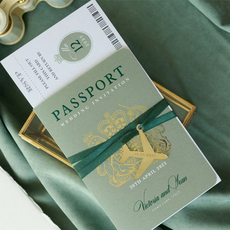 Personalized custom design luxury wedding invitation cards passport wedding invitations premium greeting cards