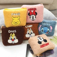 disney mickey mouse winnie stitch cute cartoon kids plush backpack toy mini coin purse plush bags lovely wallet childrens gifts