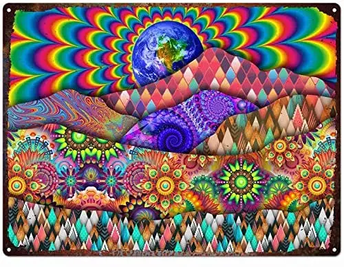 Металлический знак в стиле Триппи Питер Макс Солнечный свет удивительный постер