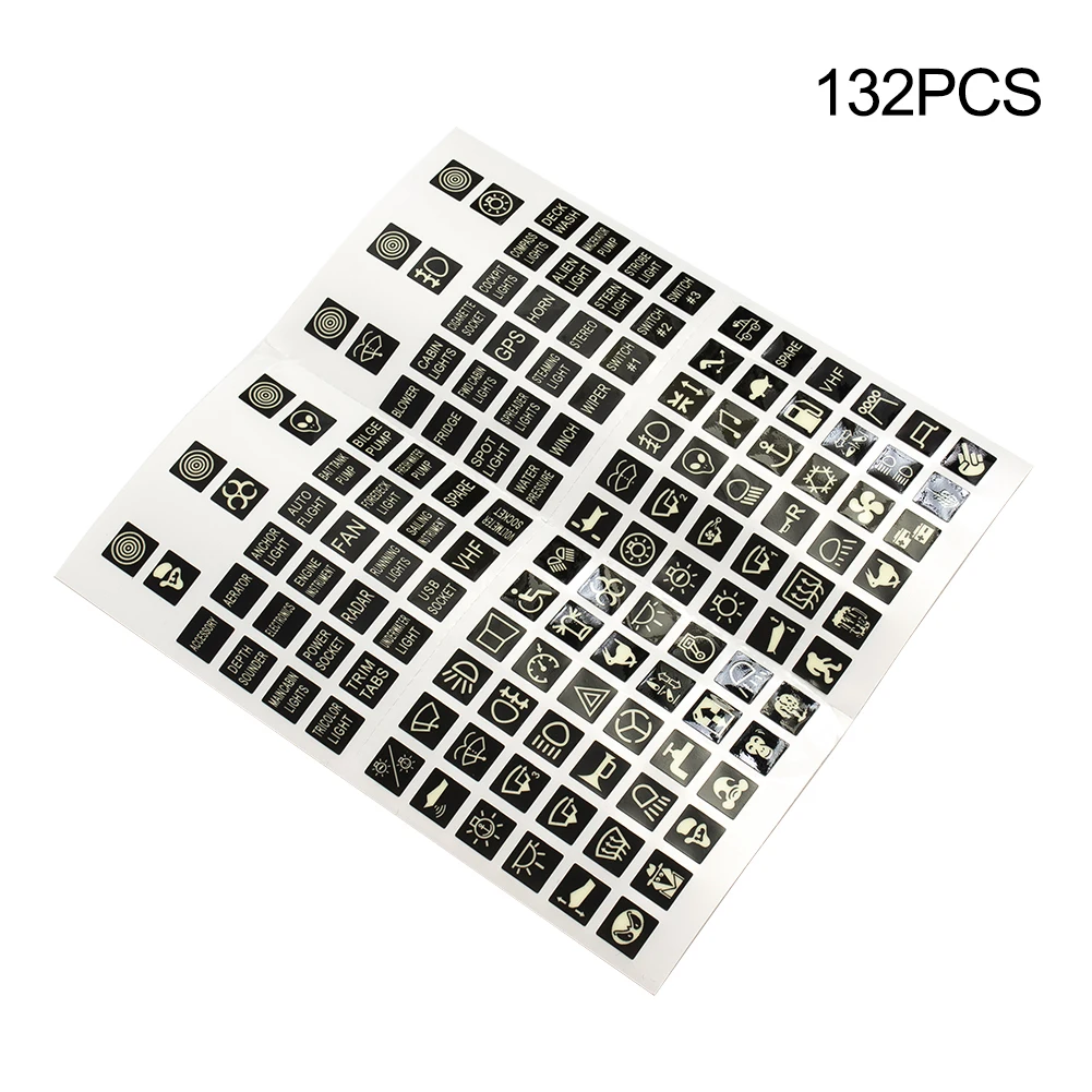 

132 Pcs/set Car Sticker Night Glow Rocker Switch Decal Circuit Panel Label Luminous Sticker For Car Boat Truck Universal