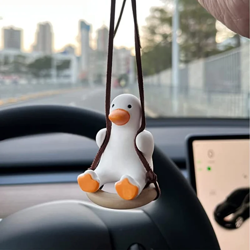 

Gypsum Cute Swing Duck Car Pendant Rearview Mirror Ornaments Hanging Car Fragrance Decor Auto Interior Accessories Decoration