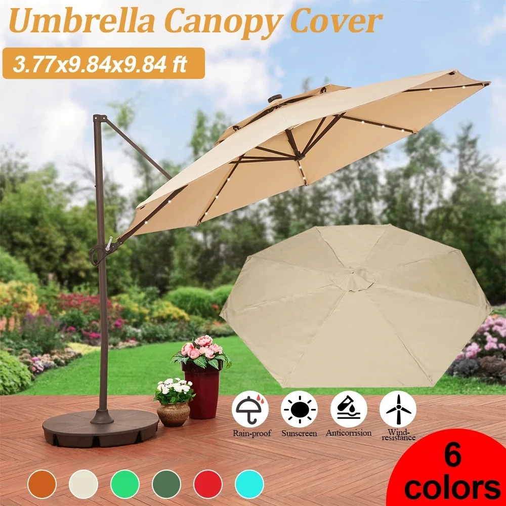 

2/2.7/3m Parasol Replaceable Cloth without Stand Outdoor Garden Patio Banana Umbrella Cover Waterproof Sunshade Canopy