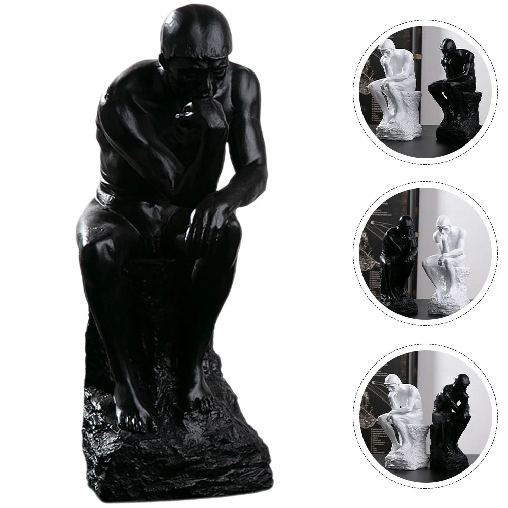 

Statue Decorative Thinker Figurine Desktop Ornament Nordic Style Thinker Statue Resin Thinker Statue for Desk Home Office Decor
