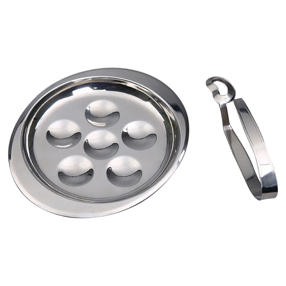 

Plate Snail Escargot Tongs Set Serving Kitchen Dish Dishes Dining Mushroom Steelforks Holesbaked Tong Footed Cooking Tool