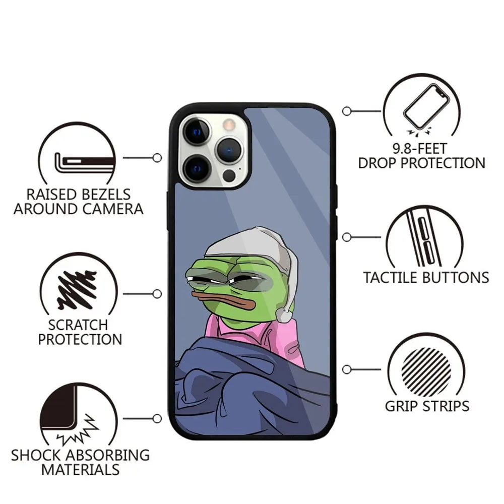 Забавный чехол для телефона P-Pepe Frog Sad iPhone 15 14 13 12 11 Plus Pro Max Mini Magsafe магнитная