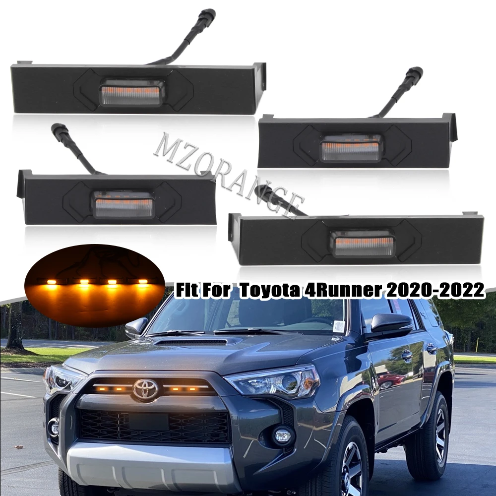 

4 шт./компл. копченая оболочка, модифицисветильник Передняя решетсветильник радиатора с ремнем для Toyota 4runner 2020 2021 2022 Sport SR5 Trail