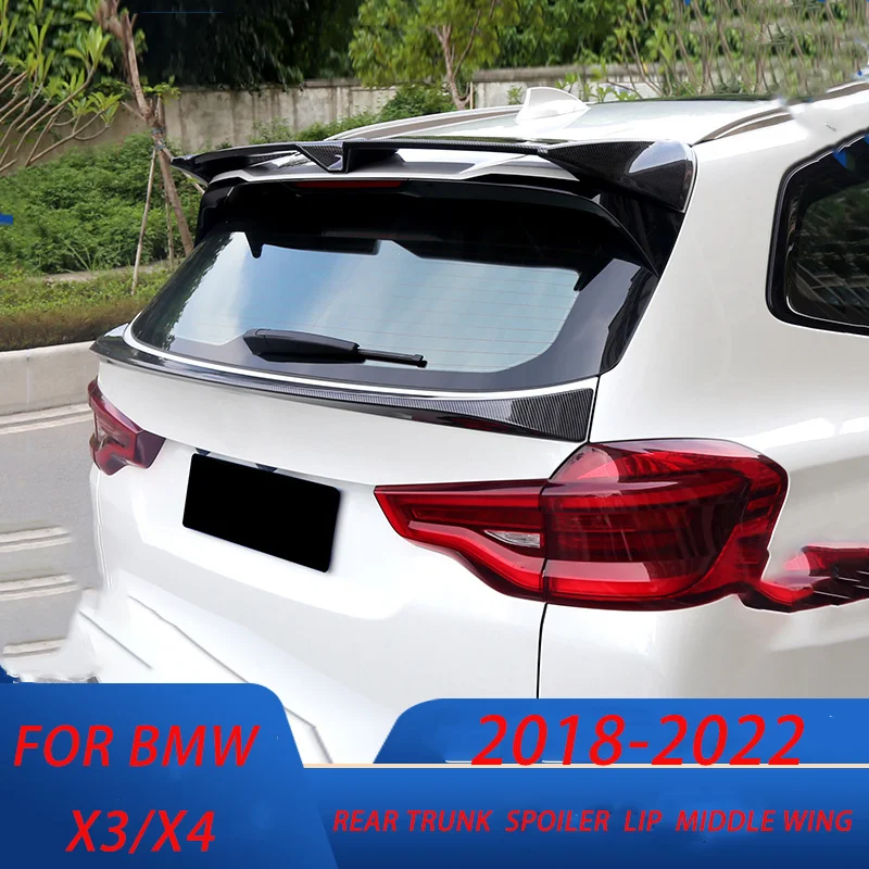 

Car Rear Spoiler Wing Middle Upper Tail Trunk Lid Window Trim Center Flap Splitter Lip Duckbill For BMW X3 X4 2018-2022