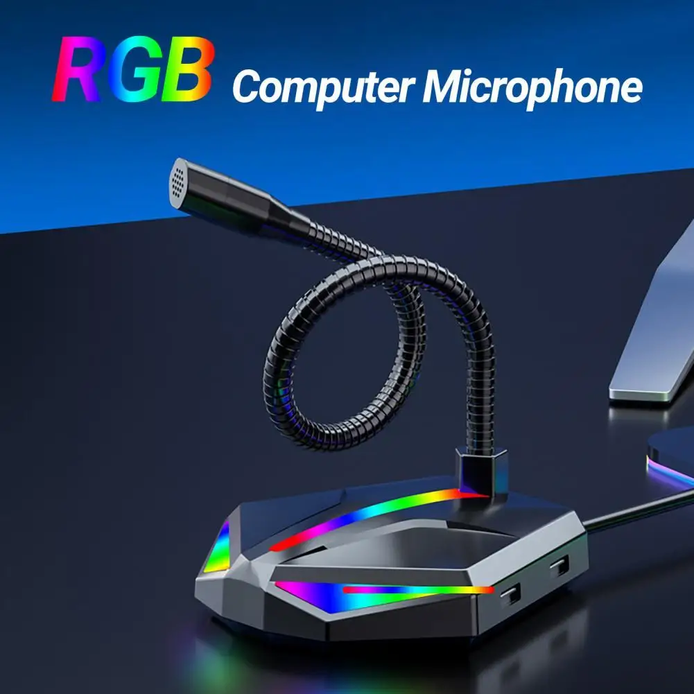 

Компьютерный микрофон с RGB подсветкой, проводной USB микрофон для ноутбука, ПК, конденсаторный микрофон, настольный микрофон, микрофон, микро...
