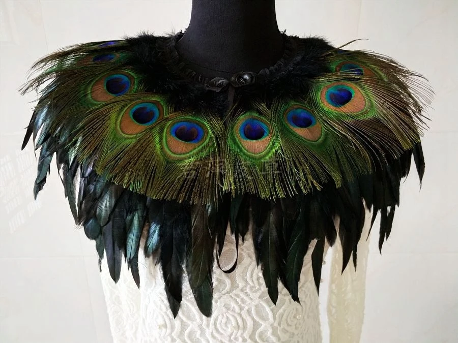 2022 New Film Star Feather Cape Peacock Feather Women Top Wear One Piece Vintage Style Gaga Free Shipping