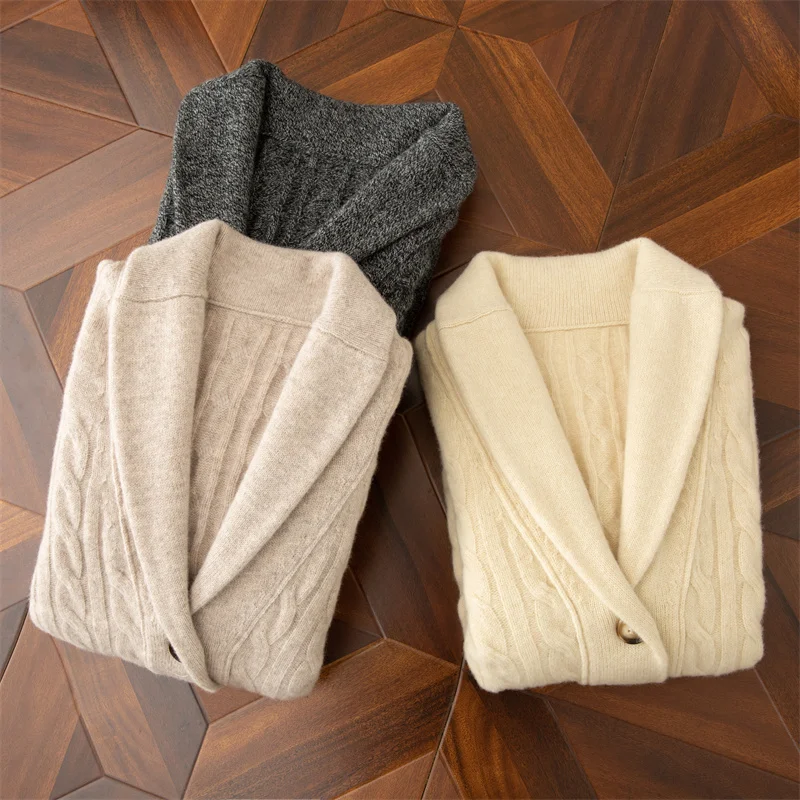 100% кашемир новый осенне-зимний мужской утепленный двухцветный кардиган вязки Swe