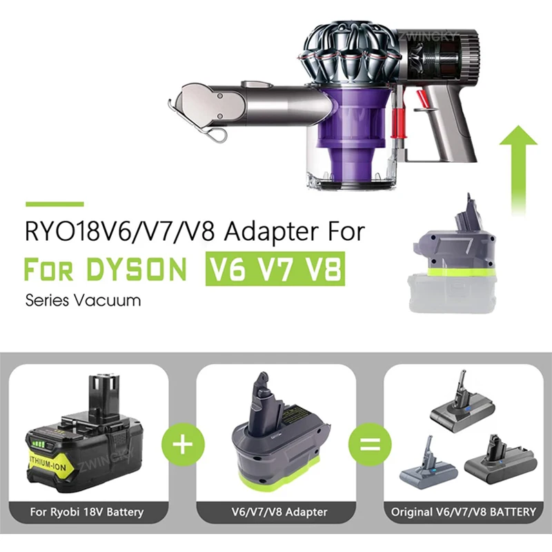 Адаптер аккумулятора для пылесосов Dyson V6 V7 V8 преобразователь 18 в
