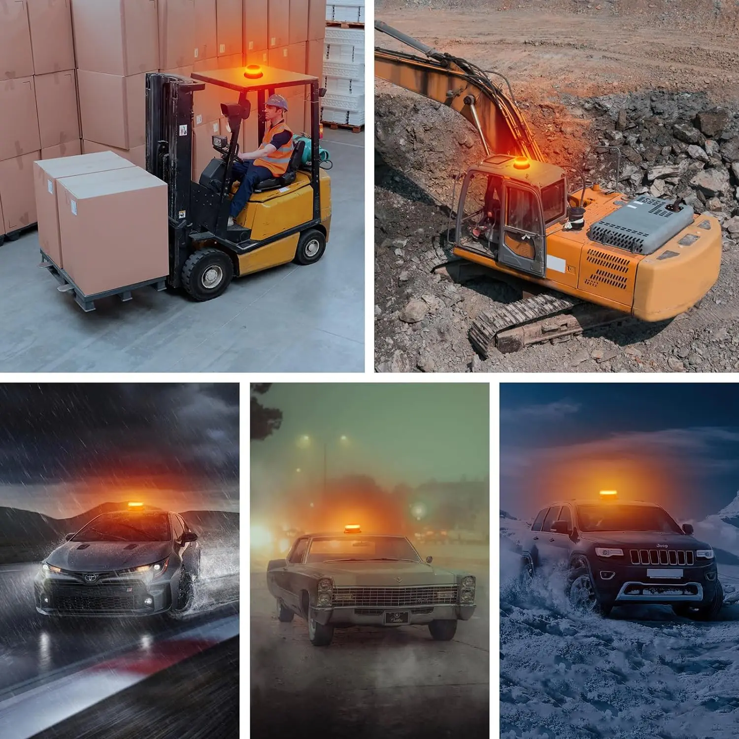 Янтарный Аварийный Сигнальный Светильник Для Автомобиля С Магнитным Основанием