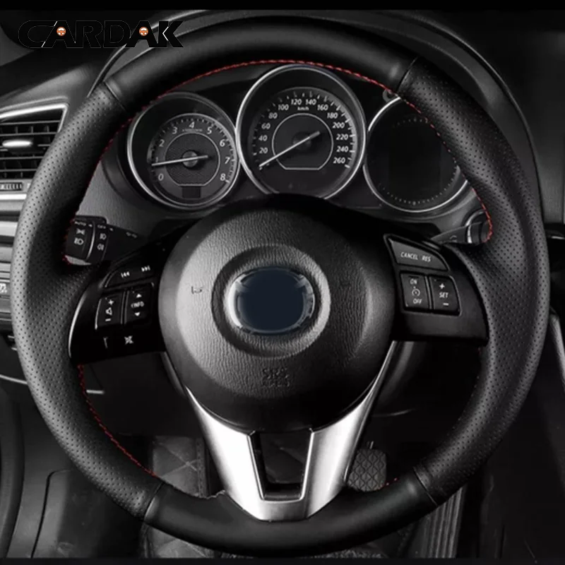 

Изготовленный на заказ черный мягкий чехол на руль из искусственной кожи для Mazda CX-5 CX5 Atenza 2014, новый Mazda 3 CX-3 2016 Scion iA 2016