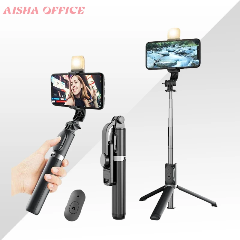 

Handheld Stabilizer Folding Portable 10m Bluetooth Remote Control Fill light Selfie Stick Tripod Video Record Cellphone Holder