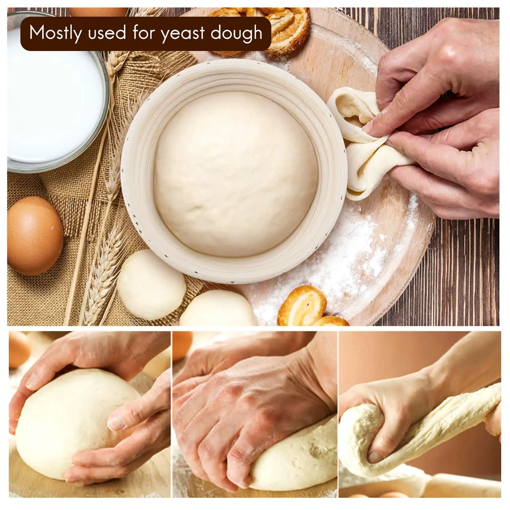 10-дюймовая корзина для хлеба-баннетоновая + тканевая подкладка скребок теста