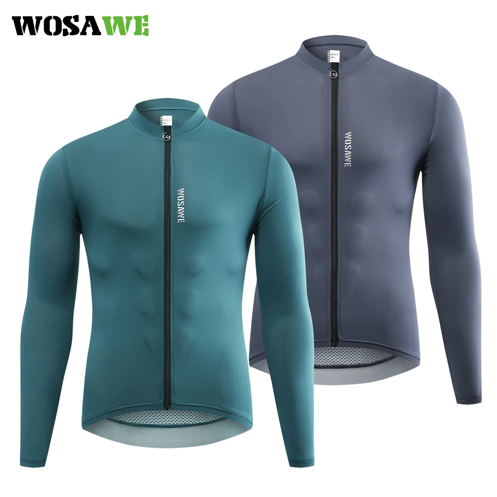 WOSAWE Autumn Long Sleeve Cycling Jersey Pro Team Racing 2022 Mtb Bicycle Shirt Quick Dry Cycling Clothes Mesh Fabric Breathable