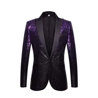 Stylish Gradual Change Color Sequins Suit Jacket Men DJ Club Shiny Blazer Men Party Wedding Blazers Stage Singer Costume Homme