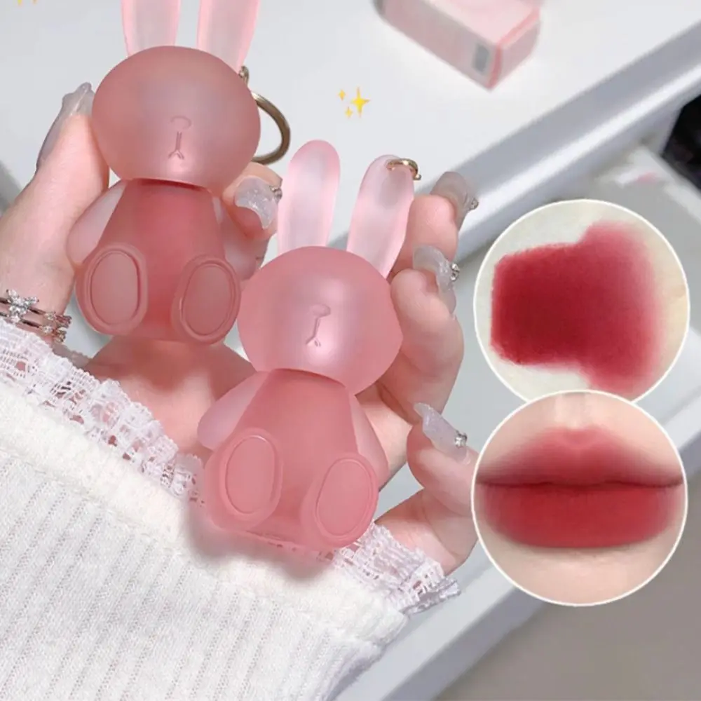

Kawaii Rabbit Lip Gloss Smooth Jelly Frosted Pink Lip Tint Mud Waterproof 6Color Velvet Matte Lipgloss Korean Cosmetics