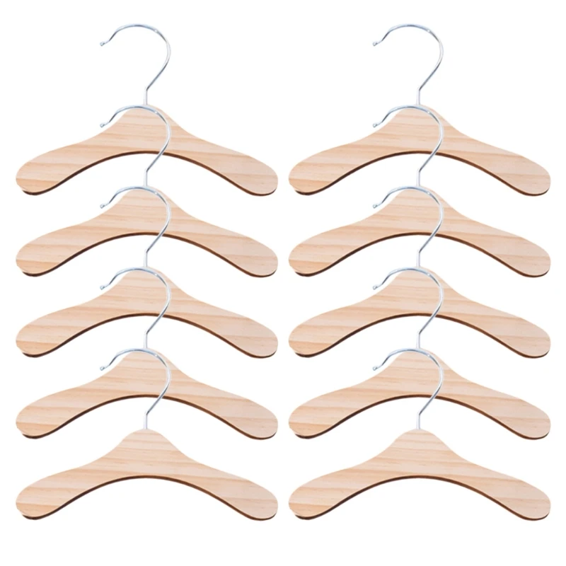 

10 Pieces Wooden Pet Apparel Hangers Wooden Portable Clothes Hanger Durable Gift
