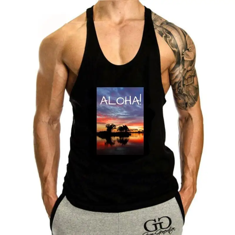 

Алоха! Мужской серый топ на бретелях с изображением солнца в гавайском стиле