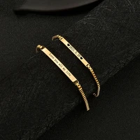 jewelryr custom couple name bracelets personality stainless steel box chain letter date nameplate bangle for unisex jewelry gift