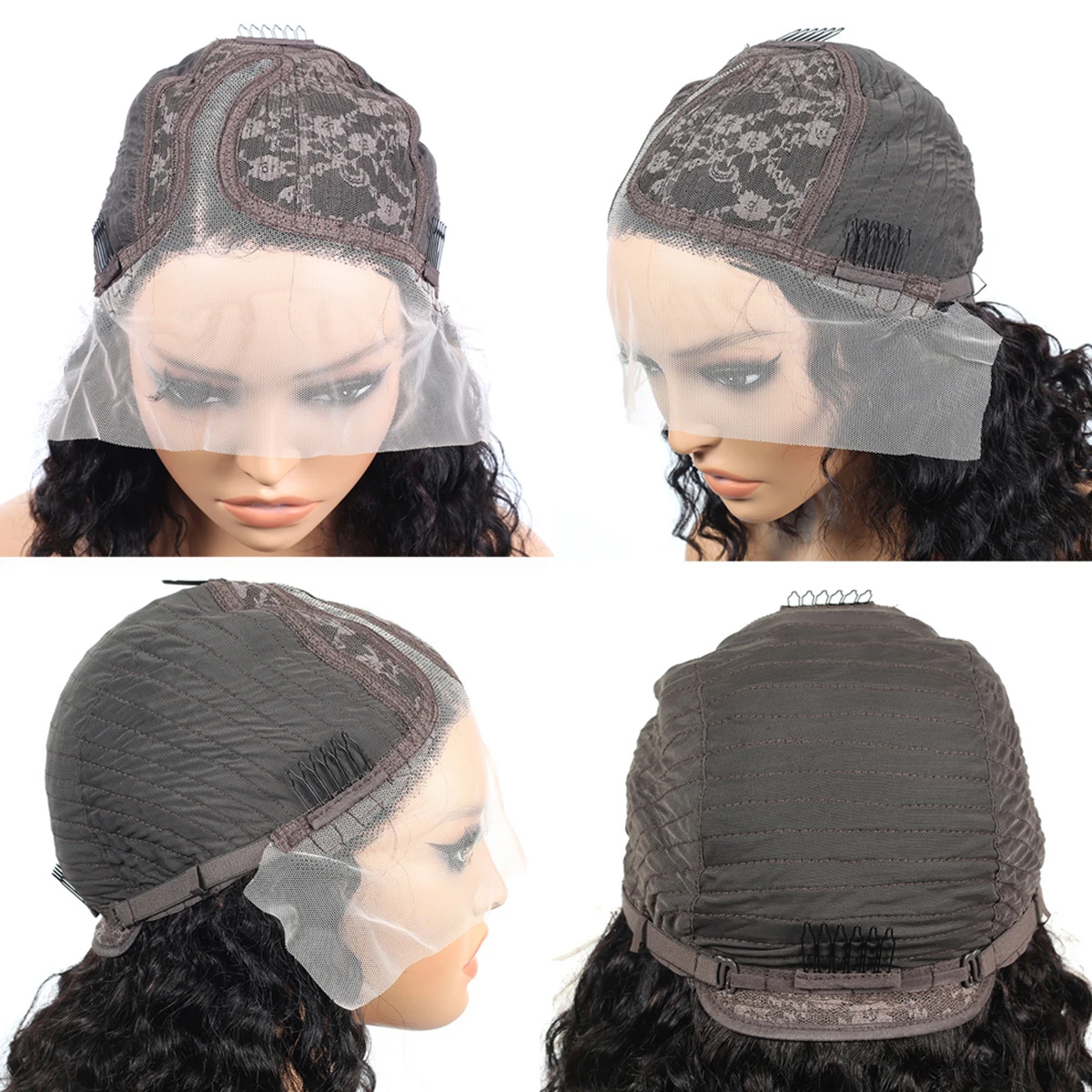 Парик из натуральных волос UNIKY среднего размера с глубокими волнами Remy и