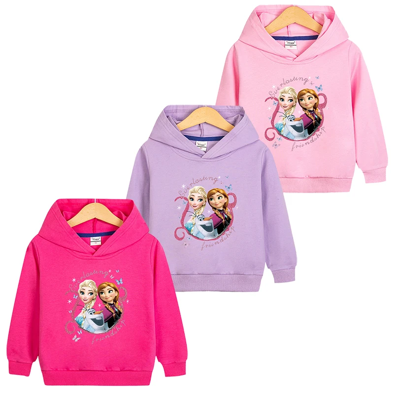 

Girls Disney Princess Clothes Children Cartoon Print Hoodies Pullouver Spring Autumn 2-10 Years Kids All-match Sport Sweater