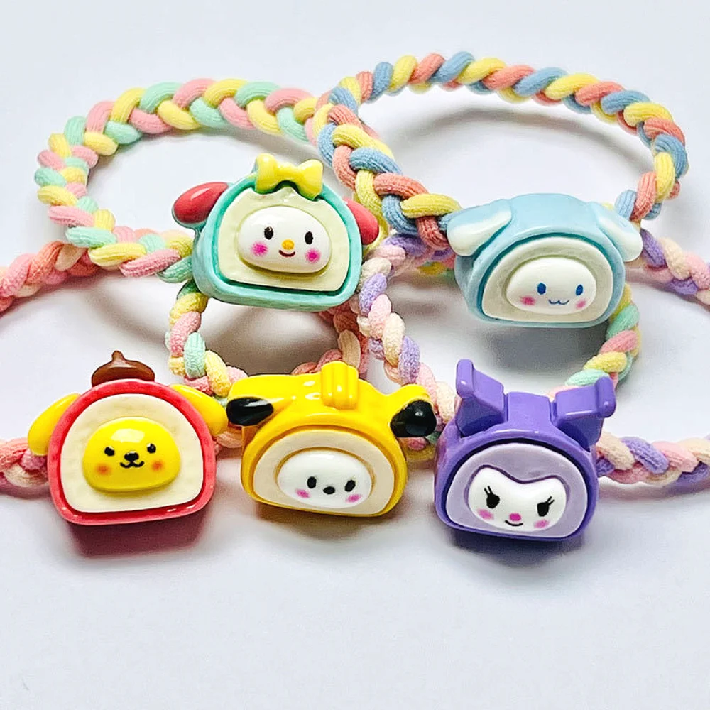 

2Pcs Kawaii Sanrio Hair Bands Cinnamoroll Kuromi My Melody Anime Girls Headband Hair Ropes Ties Hair Accessories Ponytail Holder