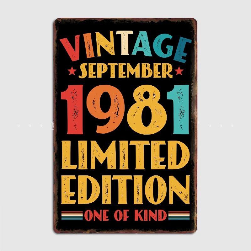 

Vintage September 1981 Limited Edition 40th Birthday Metal Sign Wall Mural Kitchen Design Wall Decor Tin Sign Posters