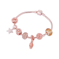 creative fashion hollowed out diamond charm bracelet popular star pine fruit charm bracelets stainless steel jewelry for women
