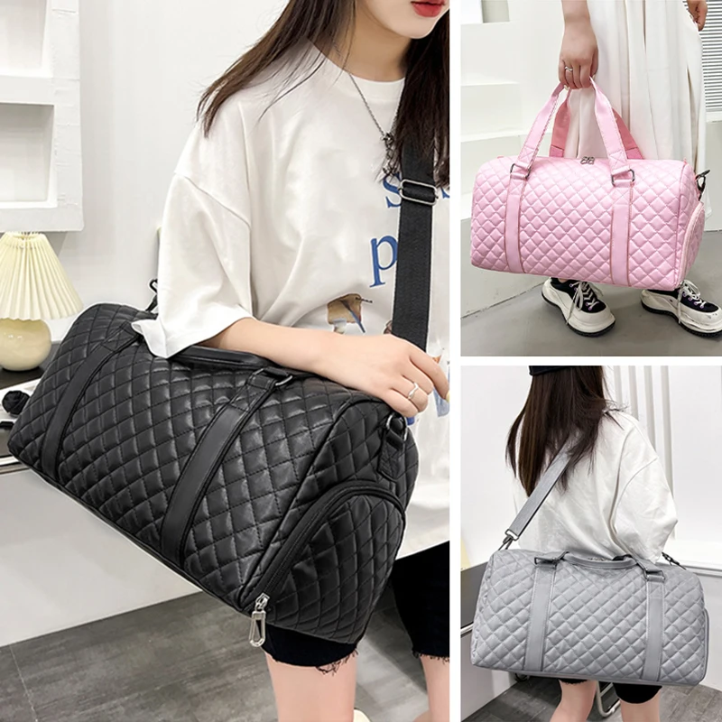 Dry And Wet Leather Gym Bag Waterproof Sports Fitness Handbag Women Shoulder Luggage Travel Bags With Shoes Storage XA827D